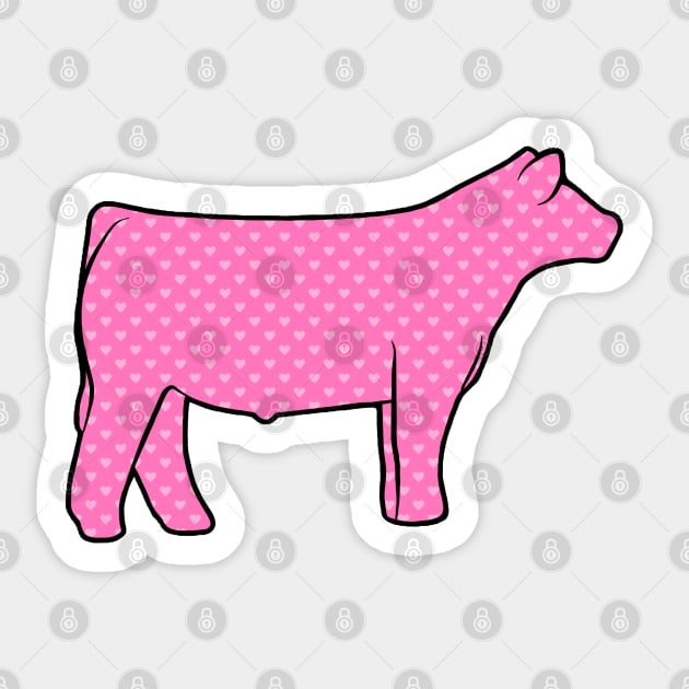 Pink Hearts Show Steer Silhouette  - NOT FOR RESALE WITHOUT PERMISSION Sticker by l-oh